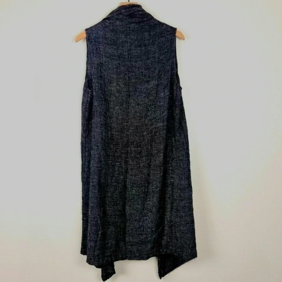 FLAX Women's Black and White Weave Sleeveless Duster/Long Vest SMALL - Picture 4 of 8
